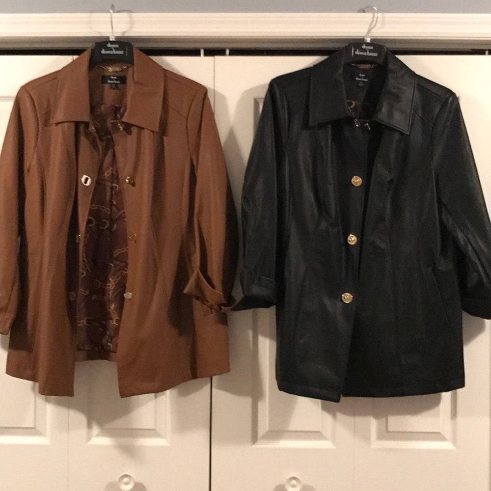 Dennis Basso faux leather blazers